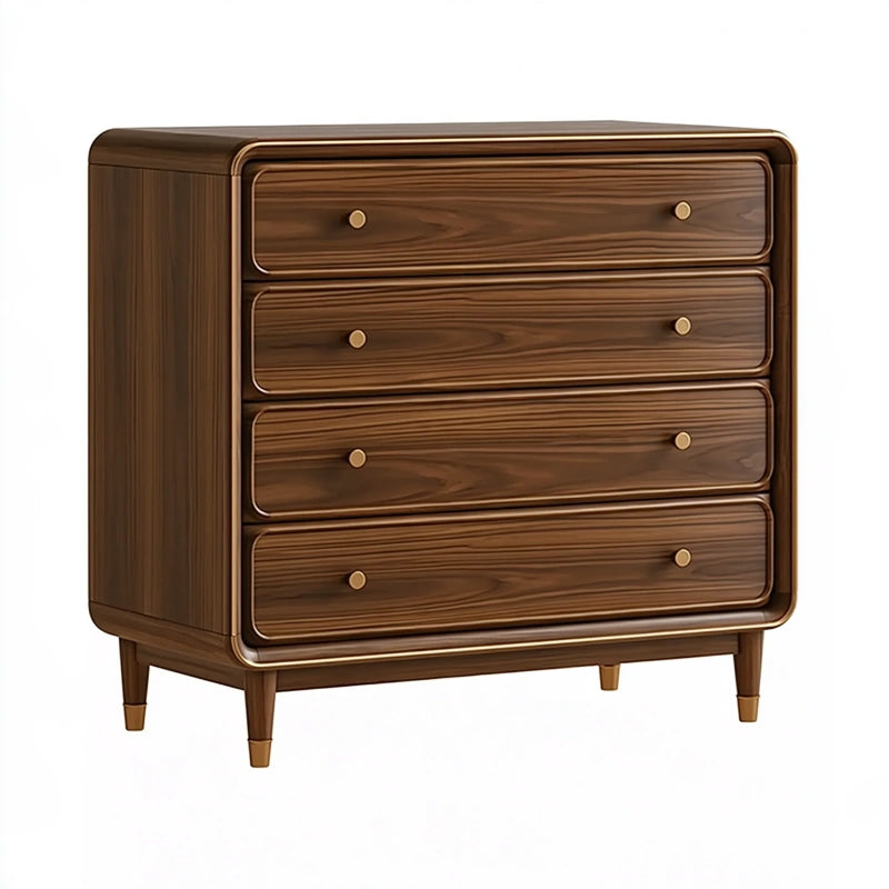 Kommode 90 x 45 x 100 cm dunkelbraun aus Holz mit vier Schubladen im Retro-Stil