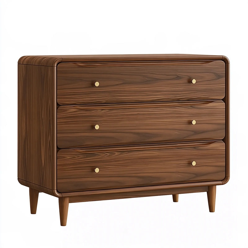 Kommode 80 x 40 x 80 cm aus Holz in Nussbraun mit drei Schubladen im Mid-Century-Stil