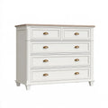 Kommode 120 x 45 x 90 cm Weiss Holzwerkstoff Landhausstil mit 5 Schubladen