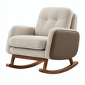 Schaukelstuhl 85 x 95 x 95 cm in Beige mit Textilbezug und Holzgestell