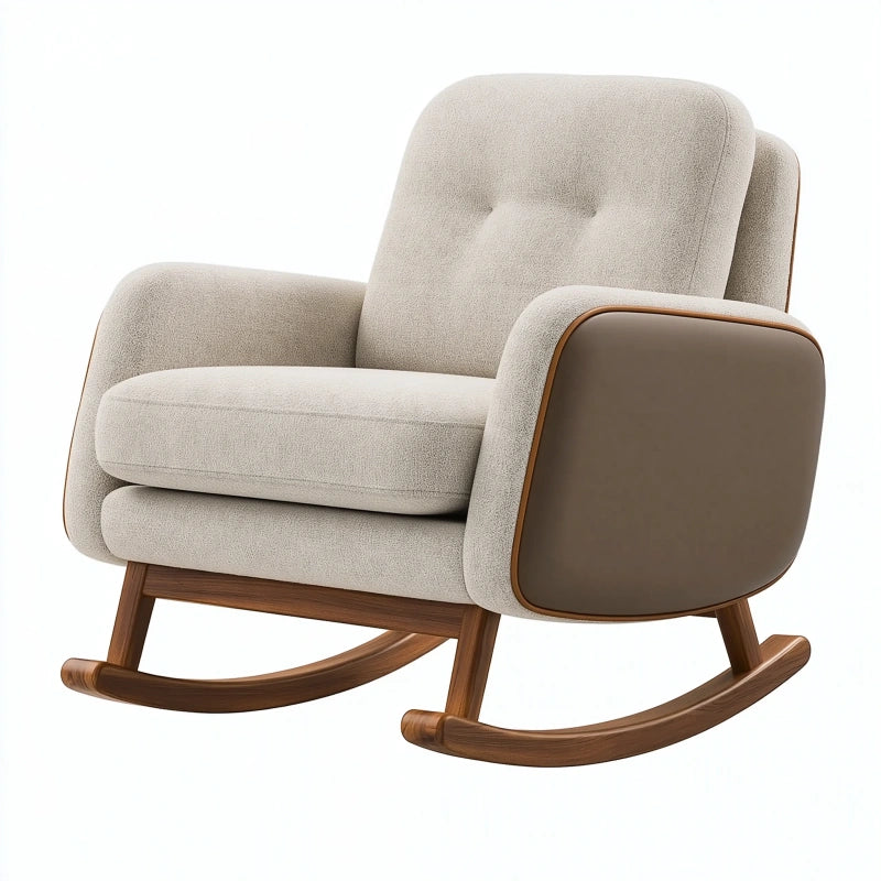 Schaukelstuhl 85 x 95 x 95 cm in Beige mit Textilbezug und Holzgestell