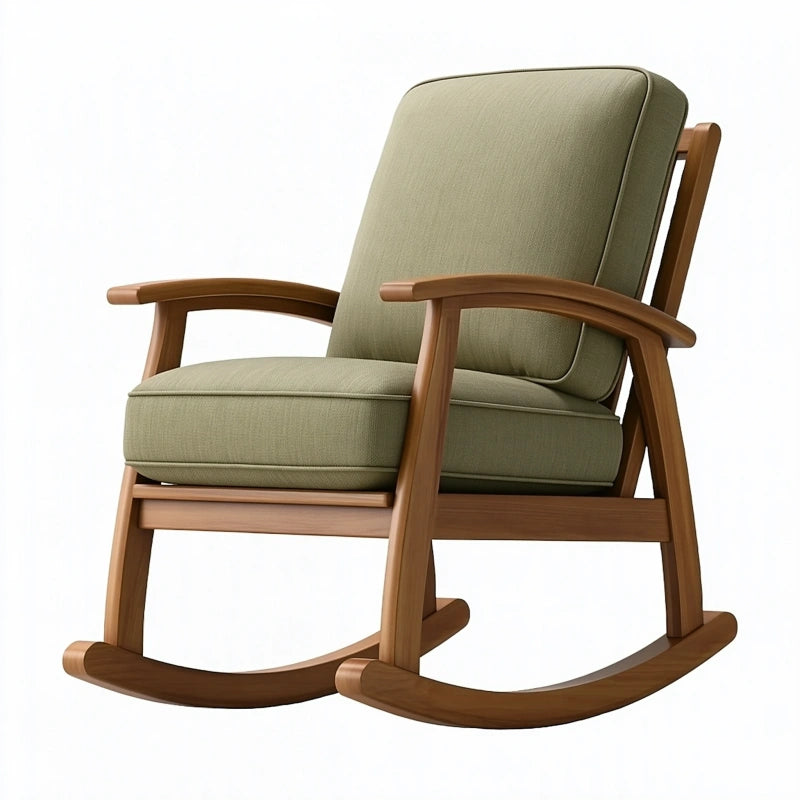 Schaukelstuhl 70 x 92 x 98 cm Holz Textil Olivgrün mit Armlehnen