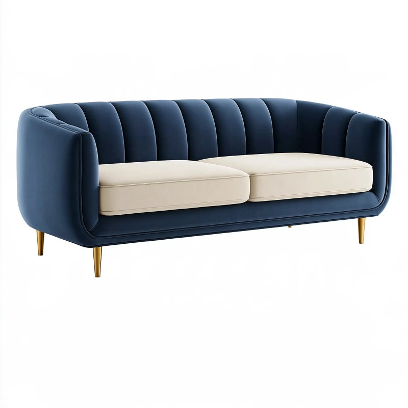 2-Sitzer-Sofa 180 x 85 x 78 cm mit Textilbezug in Blau Creme und Metallfüssen