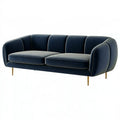 3-Sitzer Sofa 220 cm dunkelblauer Textilbezug mit Metallfüssen modernes Wohnzimmermöbel