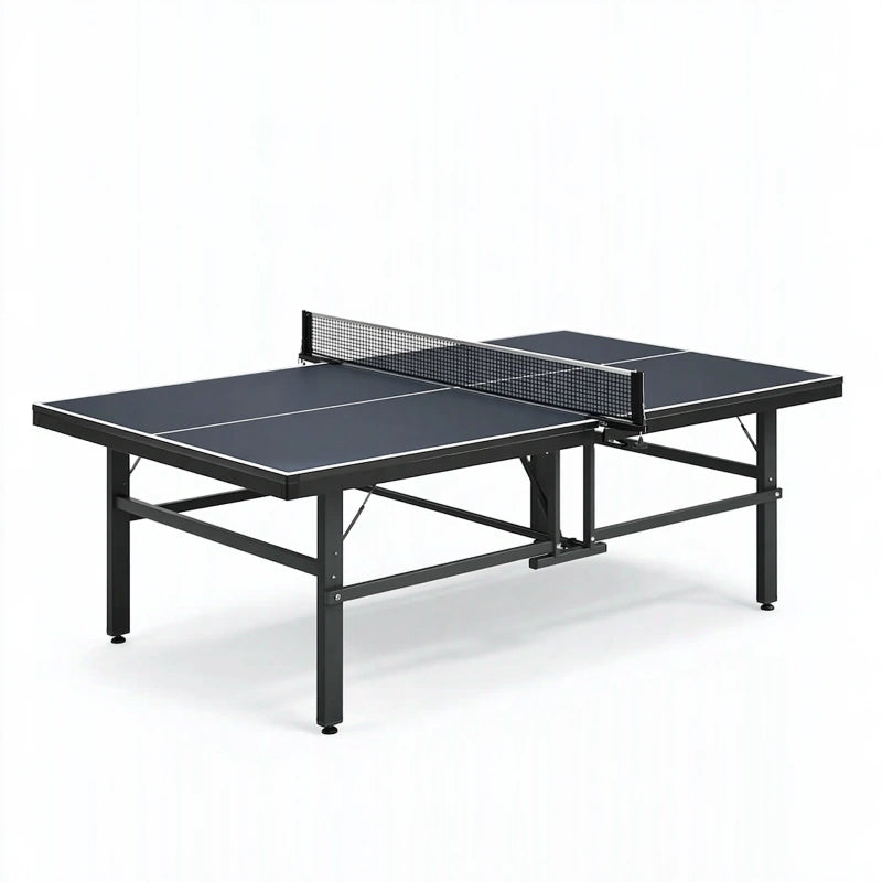 Tischtennisplatte 274 x 153 x 76 cm schwarz Stahl klappbar für Innenräume