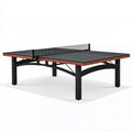 Tischtennistisch 274 x 152.5 x 76 cm aus Metall Schwarz Braun mit Netz für Indoor-Spiel