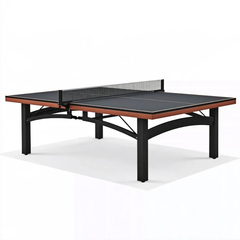 Tischtennistisch 274 x 152.5 x 76 cm aus Metall Schwarz Braun mit Netz für Indoor-Spiel