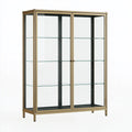 Vitrine 100 x 40 x 180 cm Glas Metall Gold mit Türen
