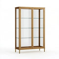 Vitrine 100 x 40 x 180 cm aus Holz und Glas in Goldbraun transparent - klassischer Aufbewahrungsschrank mit Glastüren