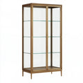 Vitrine 80 x 40 x 180 cm aus Glas und Metall in Messingfarben mit Glastüren