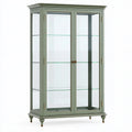 Vitrine 100 x 45 x 180 cm aus Holz und Glas in Salbeigrün klassisch