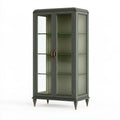 Glasvitrine 90 x 45 x 180 cm Grau Holzwerkstoff Glas klassisch mit 2 Türen
