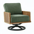 Drehsessel 78 x 82 x 88 cm aus Rattan und Stoff Grün mit Metallgestell