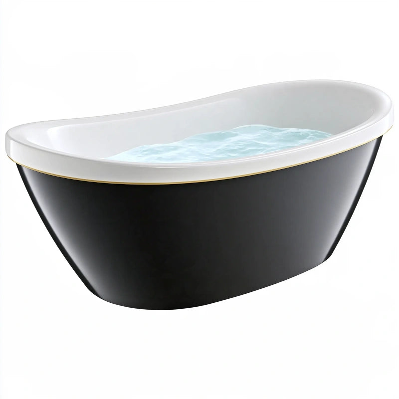 Freistehende Badewanne 170 x 75 x 58 cm Acryl Schwarz Weiss Gold - Ovales modernes Badezimmer